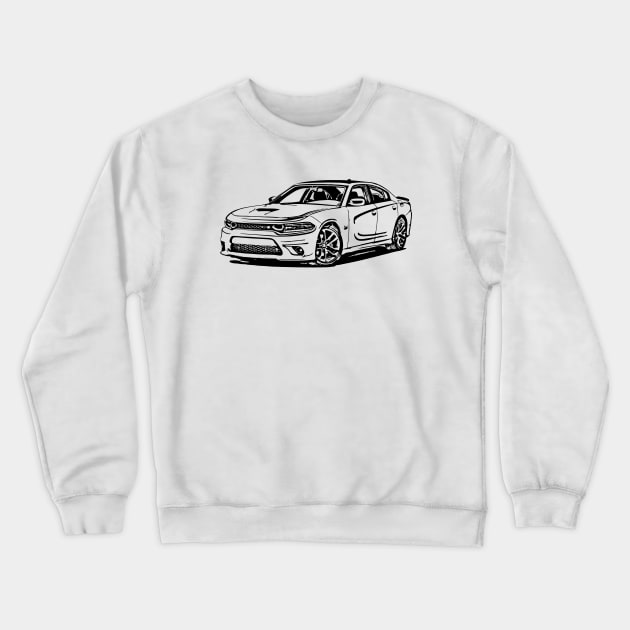 2023 Charger Hellcat Car Sketch Art Crewneck Sweatshirt by DemangDesign